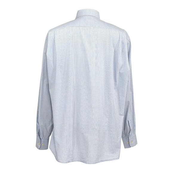 Quiet Luxury Valentino Roma Dress Shirt Men 17.5 Blue Check Italian - Picture 2 of 14
